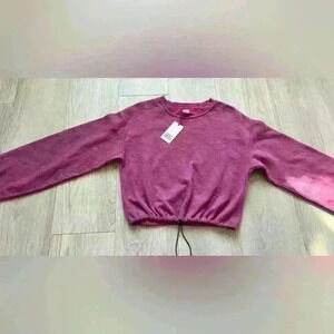 NWT BDG URBAN OUTFITTERS Cropped Bubble Hem Sweatshirt Purple Size S